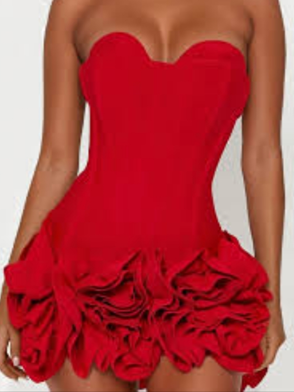 Red Ruffled Corset Mini Dress - Womens